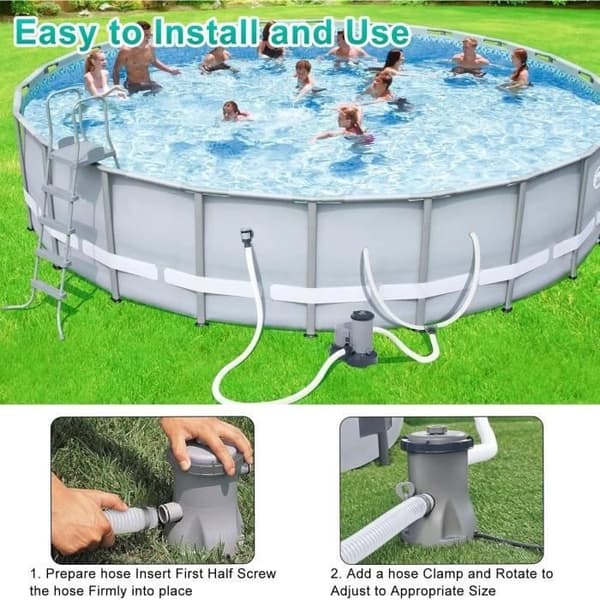 Swimmingpoolslange - 32mm - 2-pak - 4 rustfrie slangeklemmer - Lige