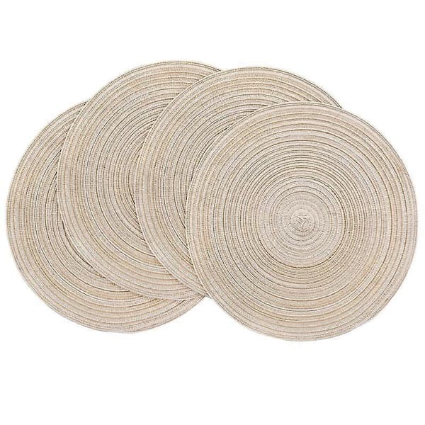 Round Braided Placemats Washable Heat Resistant Cotton Polyester