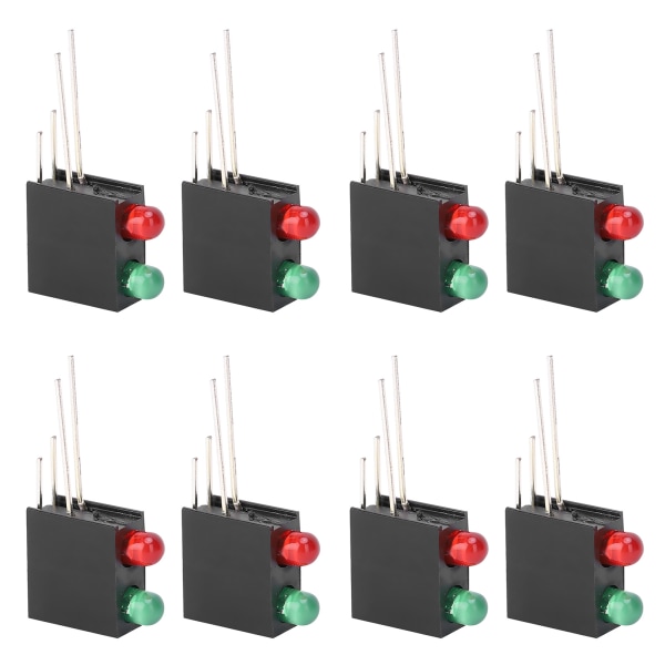 LED-plaststativ - 100 stk, dobbelt hull, svart firkant, 90 graders buebase med rødt og grønt lys 3 mm