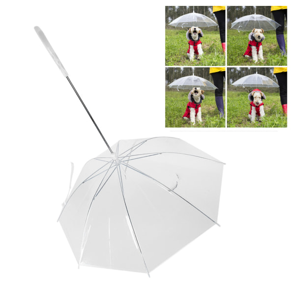 Innovativ kæledyrsparaply Hundekatteparaply med trækkabelkæde til brug i regnvandTransparent