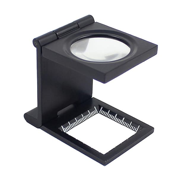 10X 28mm Mini Sammenfoldelig Zinklegering Forstørrelsesglas med Skala til Tekstil Optisk Glas Sammenfoldelig Forstørrelsesglas