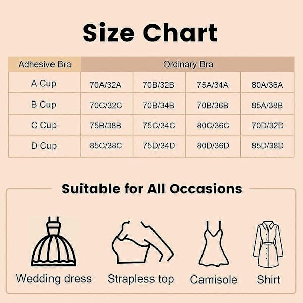 2 PCS Push Up Adhesive Bra Strapless Backless Bra Invisible Push Up Bra