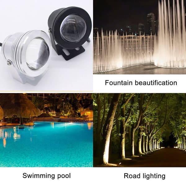 10W undervanns LED-spotlight, IP68, overflatemontert, 12V hvit