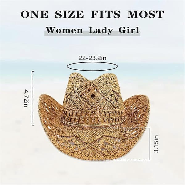 Stråcowboyhatte til kvinder Western Cowgirl Hat til feriefest A