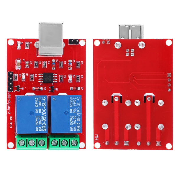 USB kontrollomkopplare - 2-kanals relämodul för dator PC - Intelligent kontrollomkopplare - Röd - 1 st.
