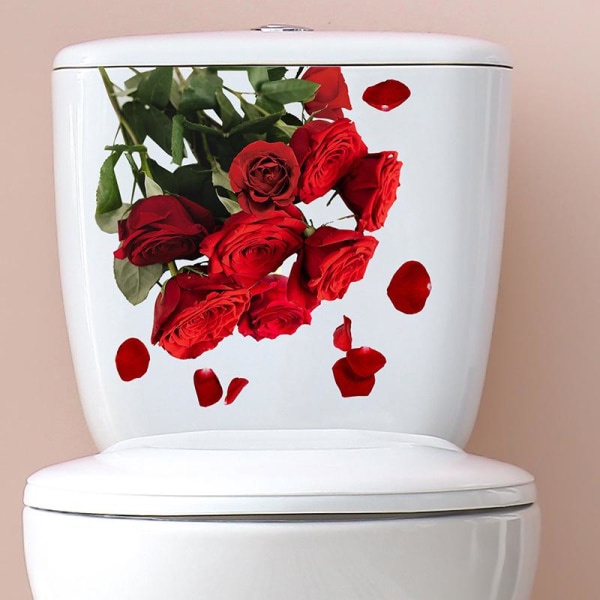 Romanttinen ruusukukan muotoinen wc-istuintarra kodin sisustukseen seinätarra