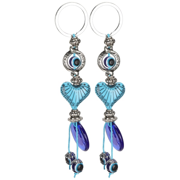 2 stk Lucky Eye nøglering blå tyrkisk amulet hjerteformede perler vedhæng nøglering smykker gave
