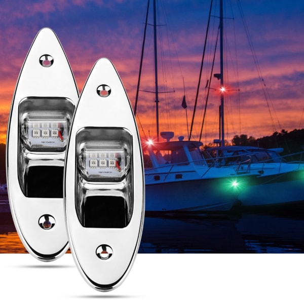 2st 12V LED infälld sidobåge Navigationssignalljuslampa för marinbåt Yacht Grön/röd