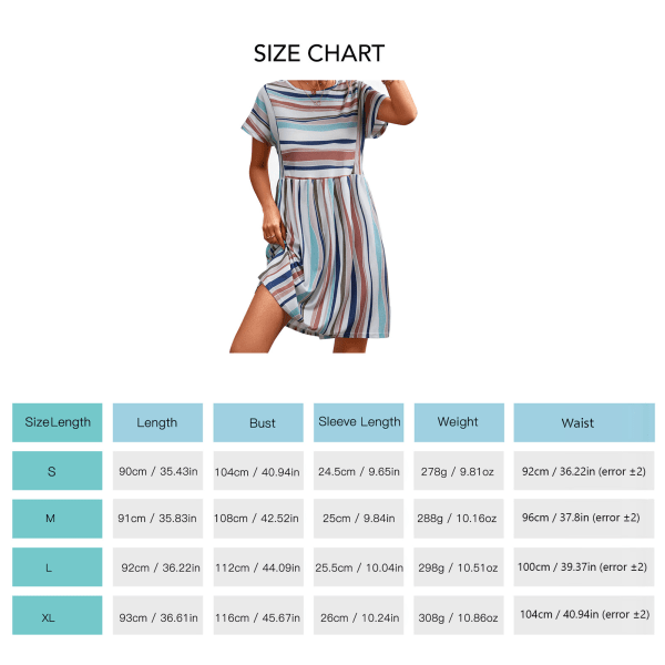 Naisten lyhythihainen mekko printed pyöreäkaula-aukolla casual tyyli väljä mekko kesän Khaki L