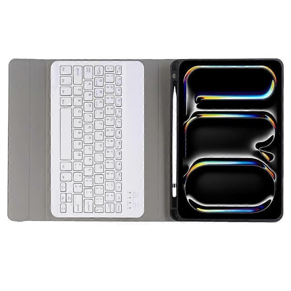 A13B Leather+TPU Tablet Protective Bluetooth Keyboard Case with Pen Holder for iPad Pro 11 (2024)