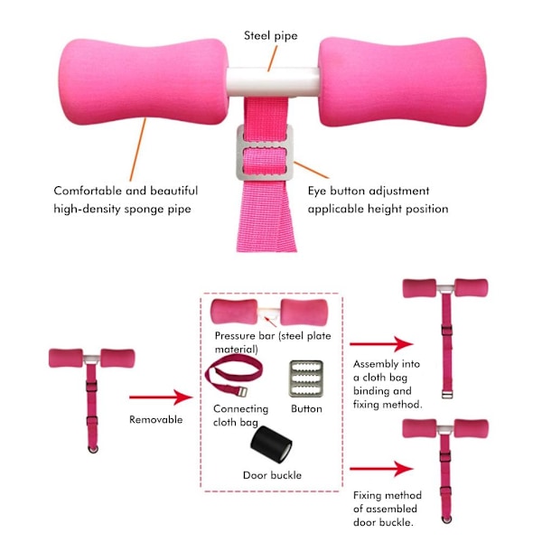 Hamstring Curl Strap Bærbar Justerbar Døråpning Sit Up Treningshjelp Mage Trener for Hjemmetrening Arbeidsreiser