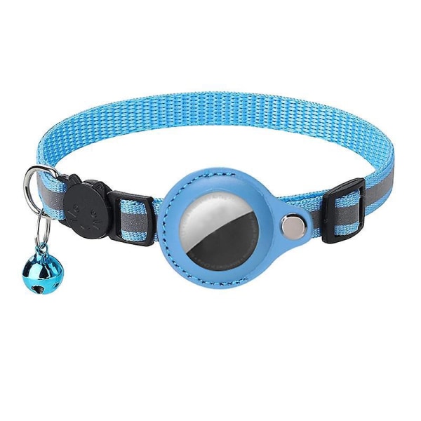 Blue Cat AirTag halsband - Säkerhetsspänne mot strypning för kattungar, katter och små hundar - Kompatibel med Apple AirTag - GPS-tillbehör (1 st)