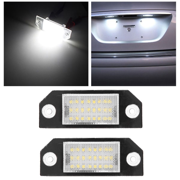 24 LED-pärlor Nummerskyltsbelysning för Ford C MAX Focus MK2 (2st)