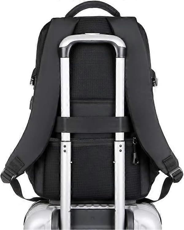 Fritidsrygsæk sort med hovedtelefonstik USB-port, Sort, 45*29*12cm