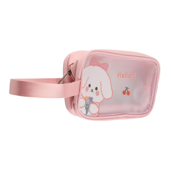 Gennemsigtig rejsetaske Cherry Puppy Frosted Translucent Vandtæt PVC toilettaske pung til vask S 7,9 X 2,4 X 4,3in