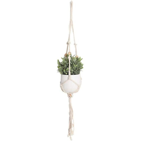 Skandinavisk Design Beige Bomuldstov Macrame Planteophæng