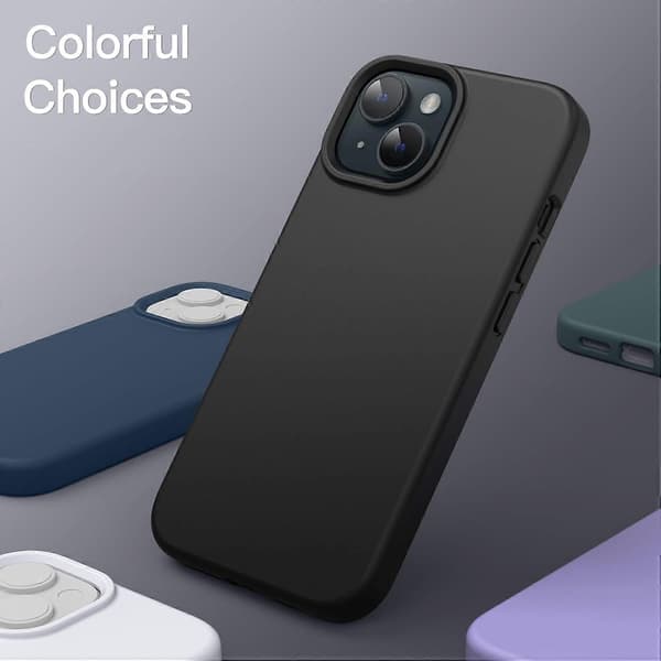 Silicone Case for iPhone 15 6.1 inch, Silky Soft Full Protective Phone Case, Shockproof Cover (Black)