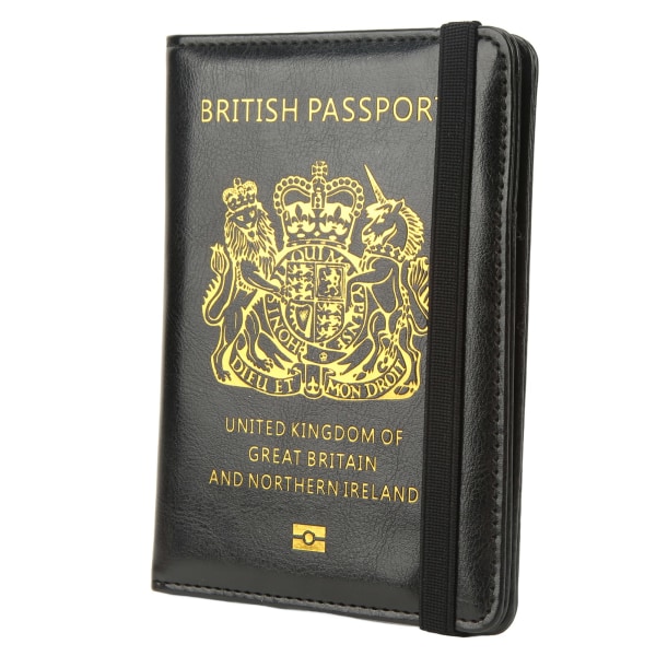 Britain Passport Cover med elastiskt bälte Multicard Stöldskydd Antimagnetisk Vattentätt case för ID-kort