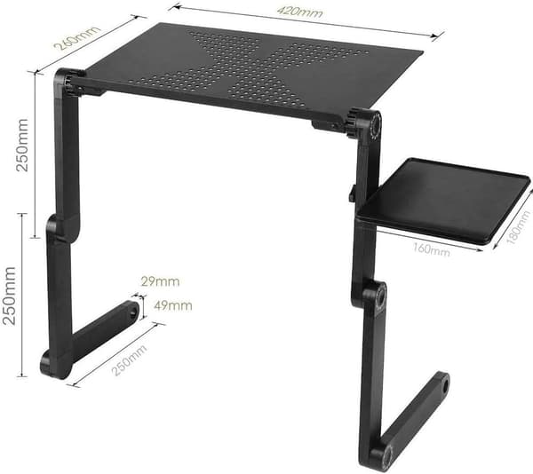 Laptopställ, hopfällbart sängbord - 360° justerbart stativ, för bärbara datorer och böcker (Svart)