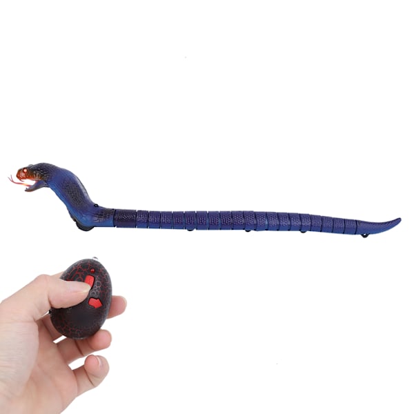 Fjärrkontroll Rattlesnake Leksak USB Laddning Djur Prank Leksak med Retractible TungaBlå