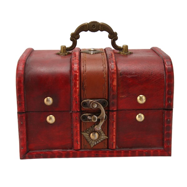 Trä Förvaringslåda Flip Open Typ Vintage Smycken Organisera Case för Örhängen Mynt L Storlek
