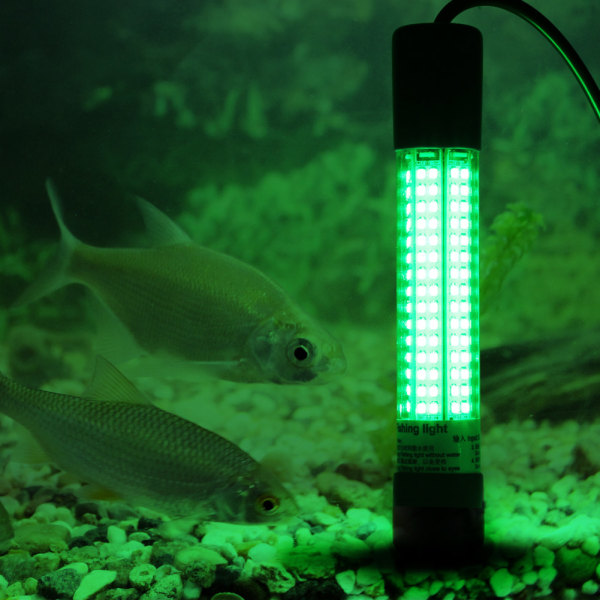 18W LED Fish Lure Undervannsfiskelys Nattgrønn Fiskebåtlampe med batteriklemme