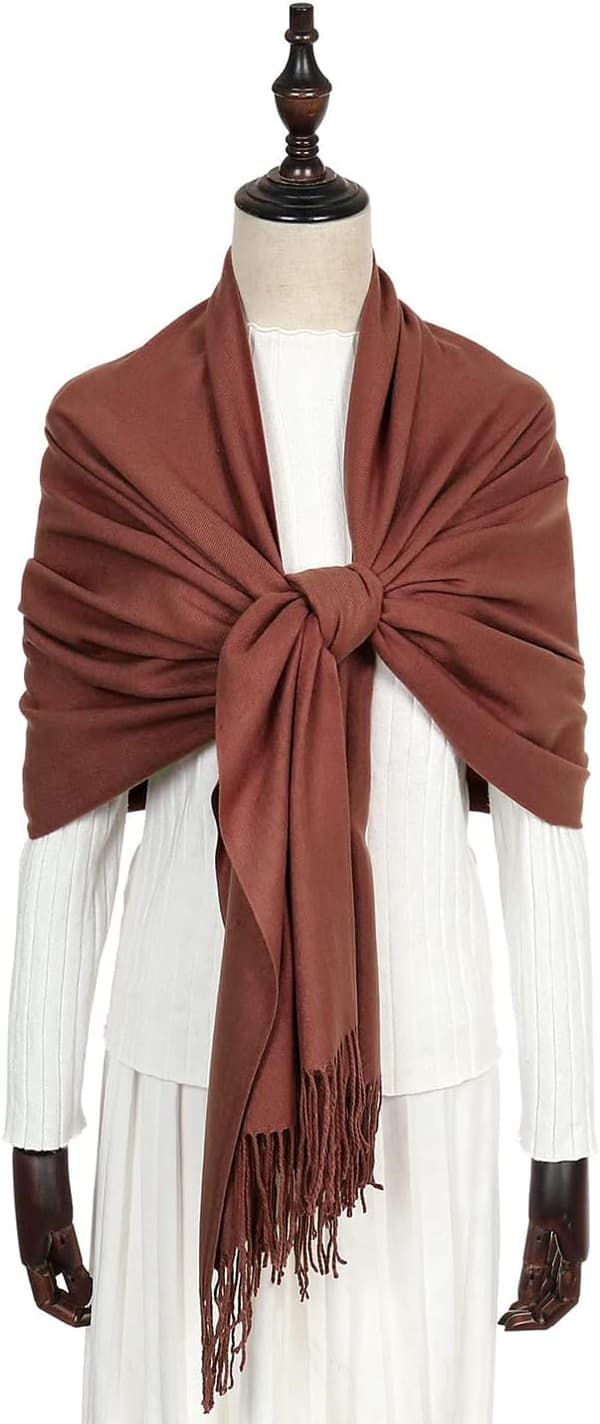 Dame Tørklæder Pashmina Sjaler og Slå-om til Bryllup Tørklæder til Kvinder Vinter Reddish Brown