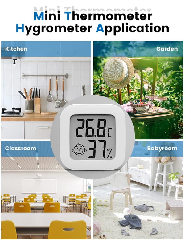 1 stk. digitalt termometer hygrometer LCD til indendørs og udendørs brug