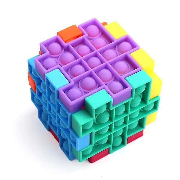 Magic Cube Skrivebordsfidget - Silikone Print Firkantet Fidget Legetøj til Kontor, Hjem eller Skole