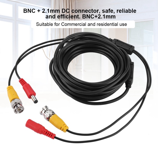 BNC + 2,1 mm DC CCTV forlængerkabel Videokoaksialkabel til kommerciel bolig (5M)