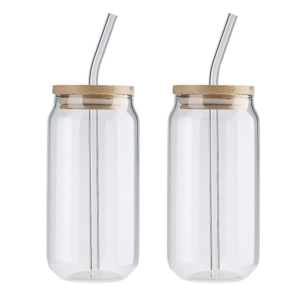 2 dricksglas Burkglas Kall dryck Mjölkglas Sugrör
