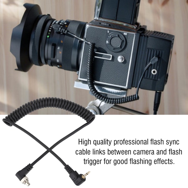 Kveilet 2,5 mm Hann Flash PC Sync-kabel med skruelås