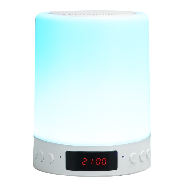 Bluetooth-høyttaler Vekkerklokke Fargerik nattlys Touch Control LED bordlampe