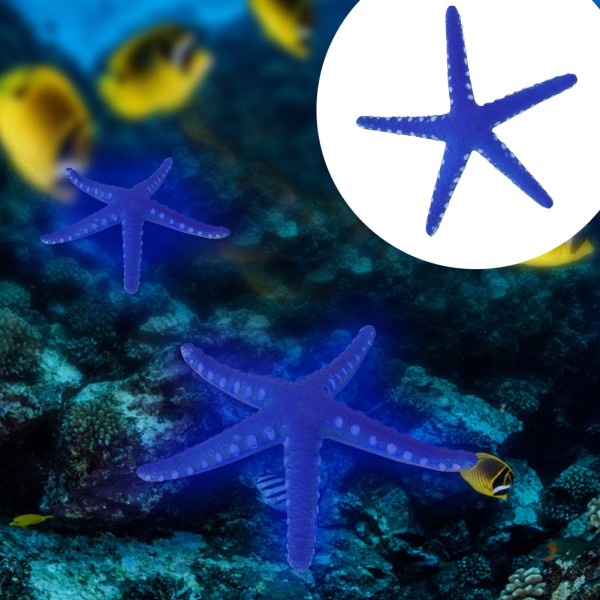 Aquarium Fish Tank Sikker Plast Lysende Simulering Søstjerne Landskab Dekorationblå