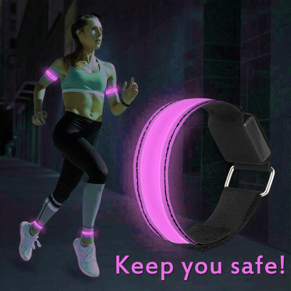 4 stk lysende armbånd USB reflekterende armbånd for utendørs jogging løpesport