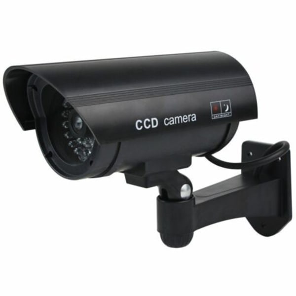 Dummy-kamera CCTV-sikkerhetsovervåkingskamerasimulering Rødt IR LED-simuleringskamera for utendørs innendørs