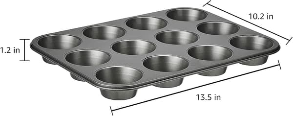Non-stick rund muffinform i kulstofstål, 2-pak, grå