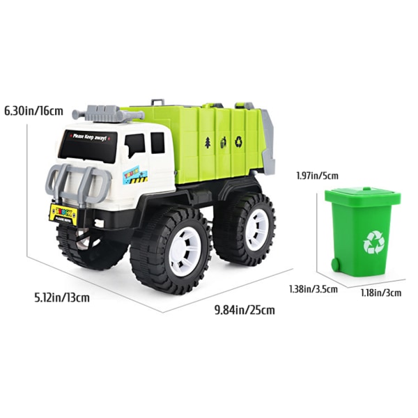 Skraldebil med 4 affaldssorteringsdåser til børn Sanitetsbil Bil skraldebiler Legesæt Legetøjssæt Julefødselsdagsgave