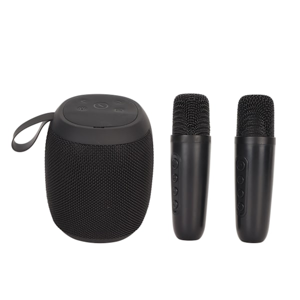 Bluetooth-høyttaler med mikrofon, 2 mikrofoner, RGB-lys, karaoke-maskin, høyttalermikrofonsett for innendørs og utendørs, svart