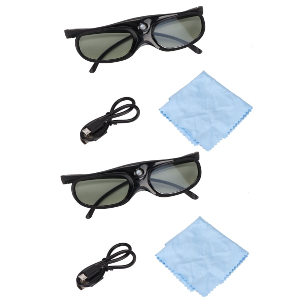 2 stk 144Hz 3D Active Shutter-briller DLP LinK LCD-linse 3D-briller for 3D DLP orojektorer