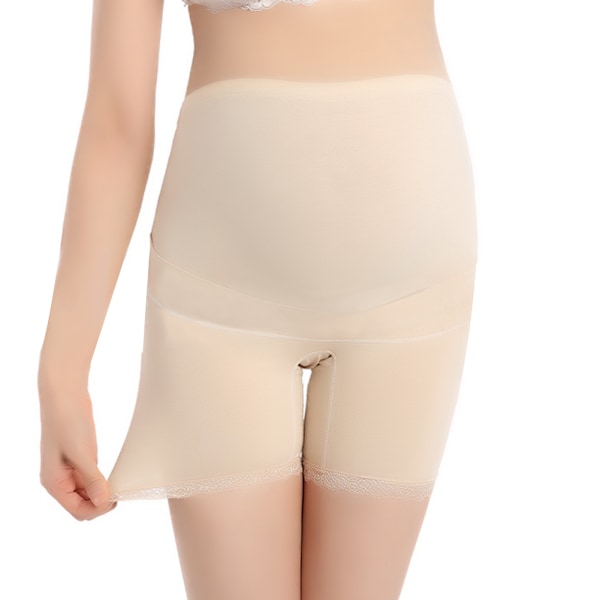 Graviditetsbyxor med hög midja, mjuka, elastiska, justerbara boyshorts, hudfärg, XL