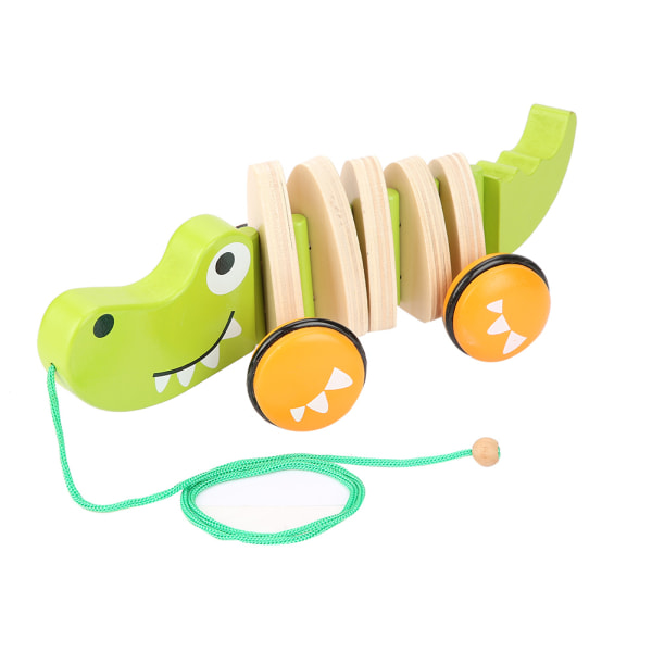 Toddler Barn Krokodil Trärep Leksak Walk A Long Pull Toy