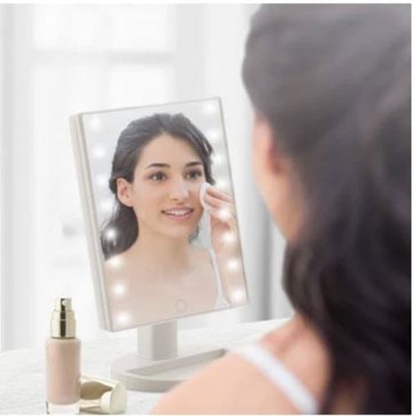 Justerbart makeupspejl med LED-lys hvidt