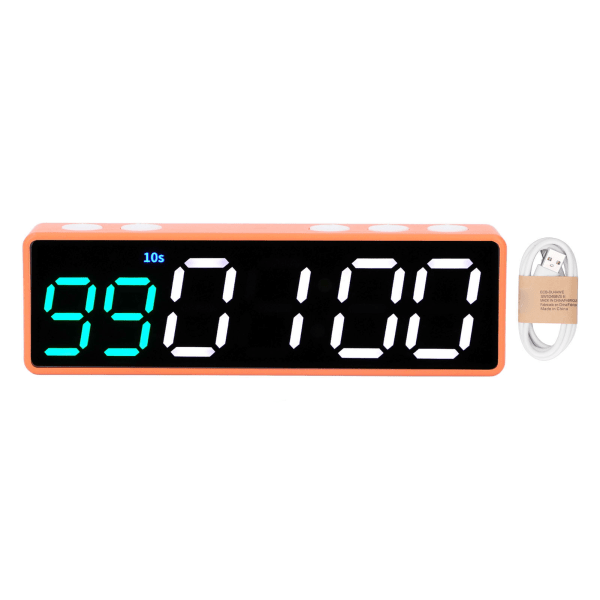 Stor LED Digital Fitness Timer Klocka - Orange - 1 Styck