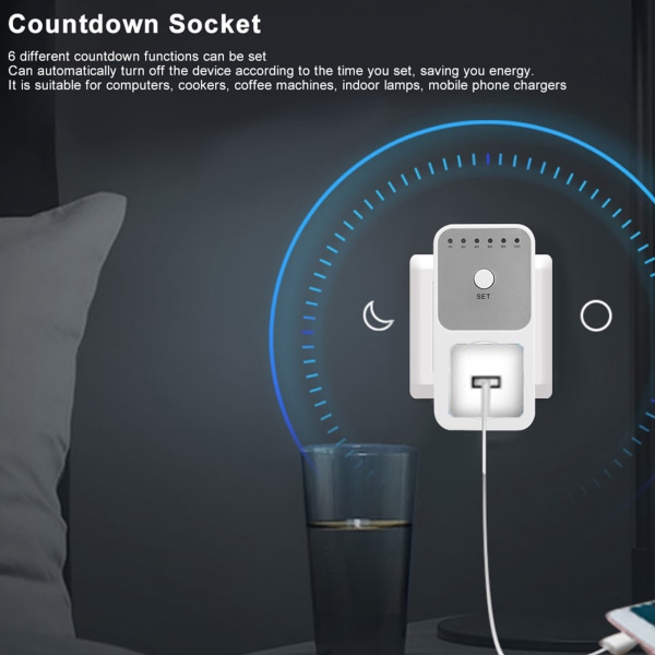 Husholdningskjøkken Intelligent Countdown Socket Tidsinnstilling Timer Control Socket 230VEU Plugg