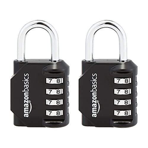 Basics 4-siffrigt kombinationslås, svart, 2-pack