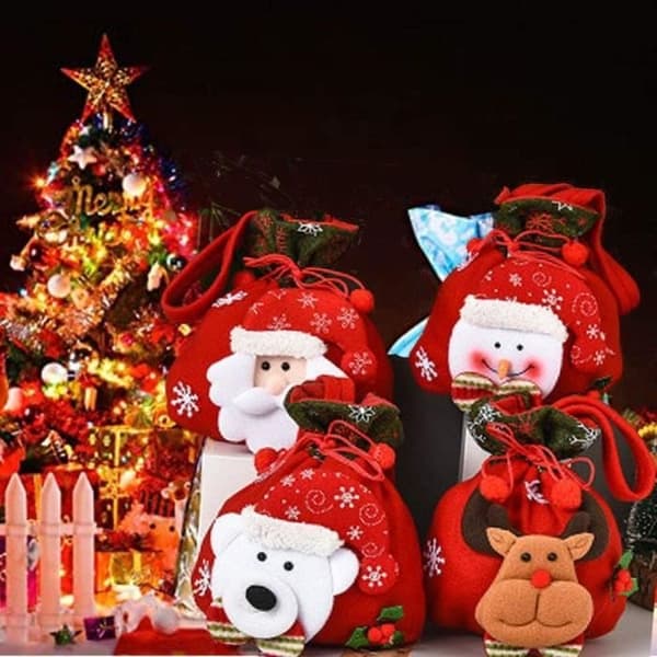 Julstrumpor - MARSEE - 4-pack - 3D-design - Mjukt borstat tyg - Julgransdekoration