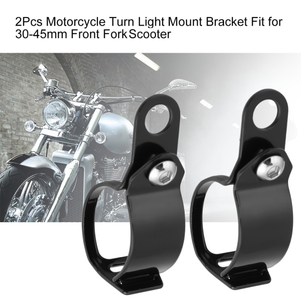 2 stk Motorcykel Blinklys Monteringsbeslag Passer til 30-45mm forgaffel scooter (sort)