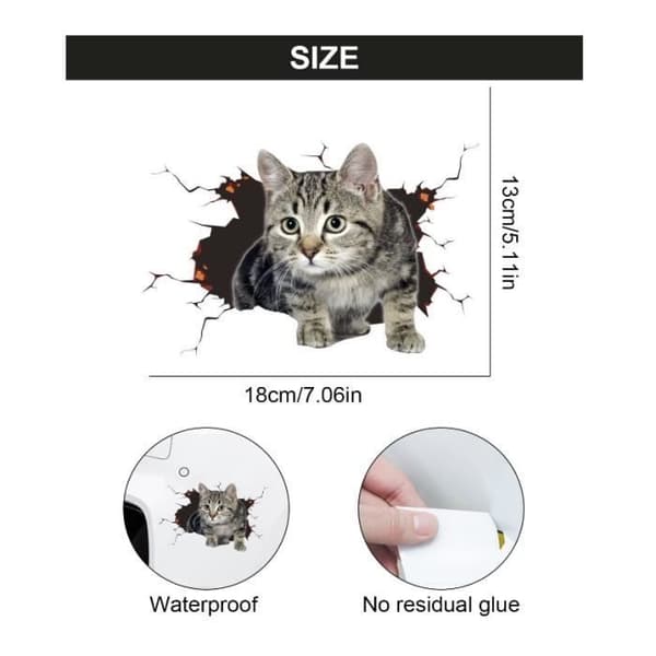 Autotarrat - 2 kpl - 3D - Söpö kissa - Vedenkestävä PVC