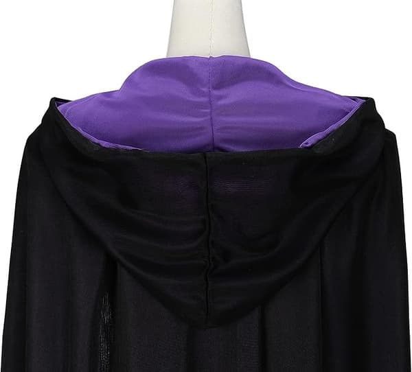 Vendbar Kappe til Kvinder, Ståkravekappe til Børn, Sort og Rød Hættekappe, Lilla Kappe, Halloween Julekostume Sort Lilla